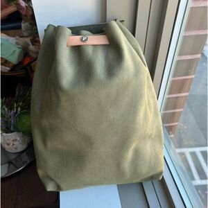 Green Nubuck suede leather backpack